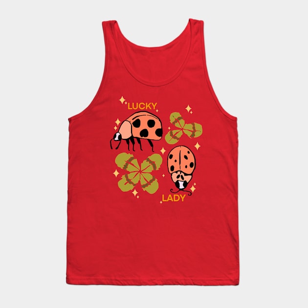 Lucky Lady: Ladybugs & Clovers Tank Top by Maddyslittlesketchbook